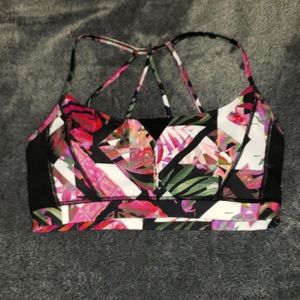 Strappy Racerback Sports Bra -  Tropical Print